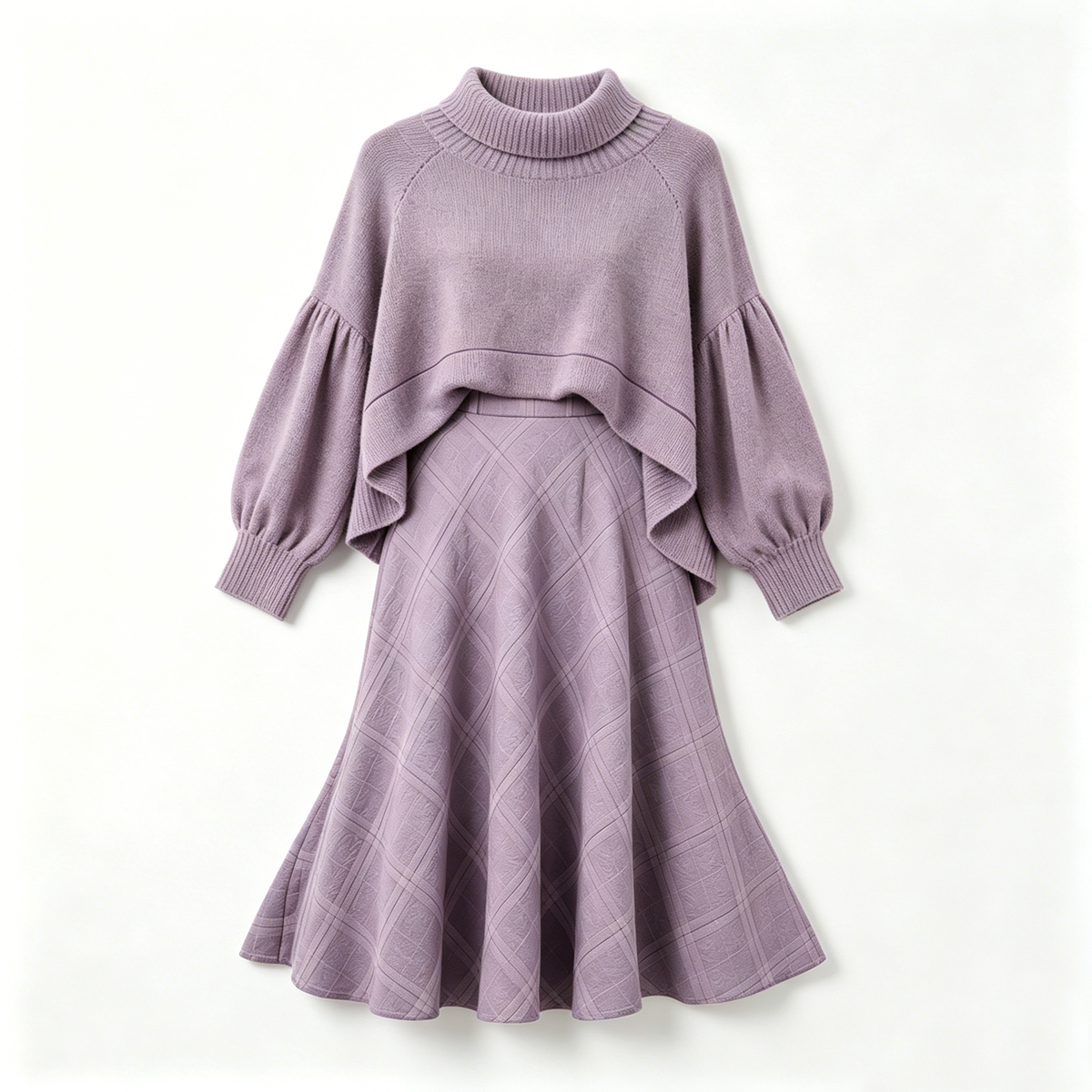 Lavender Cape-Style Knit Two-Piece Set