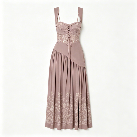 Lavender Lace Corset Midi Dress
