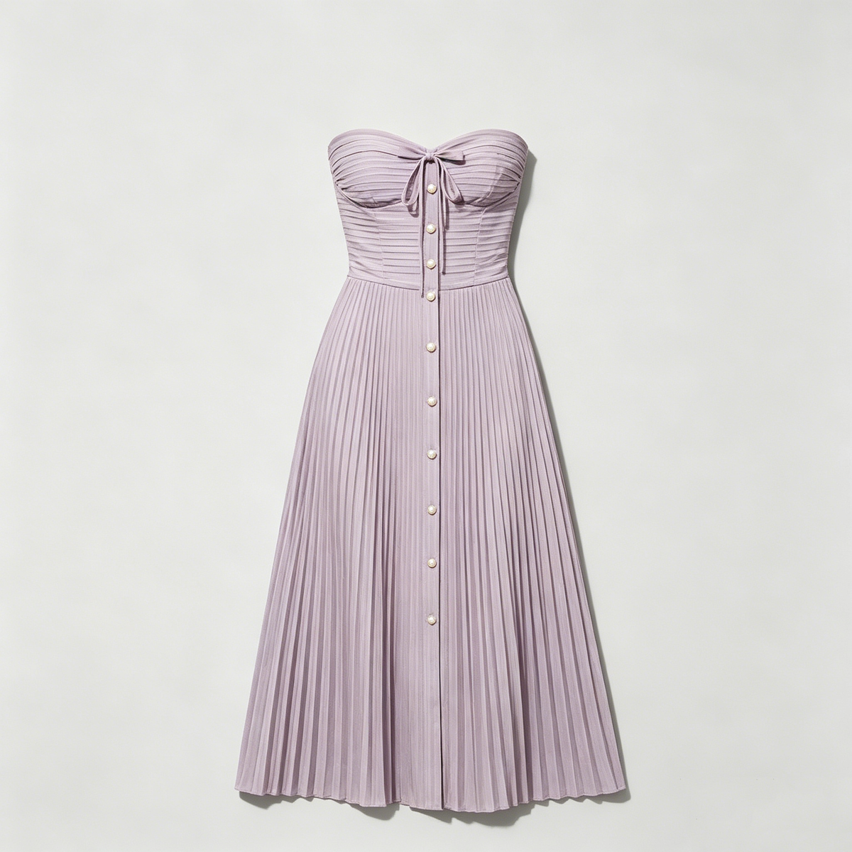 Lavender Pleated Strapless Dress