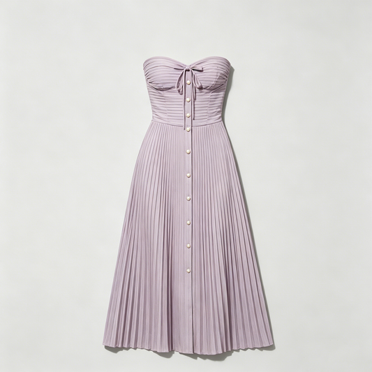 Lavender Pleated Strapless Dress