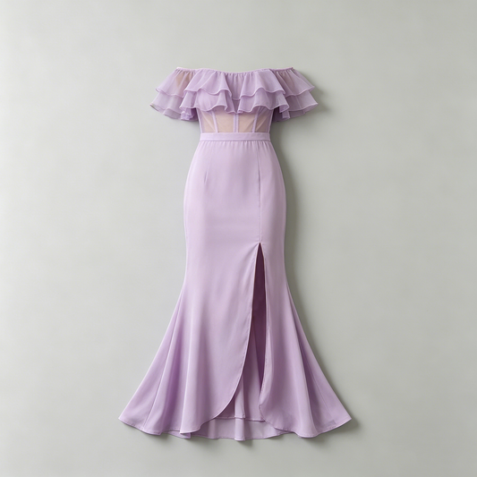 Lilac Off-Shoulder Mermaid Dress