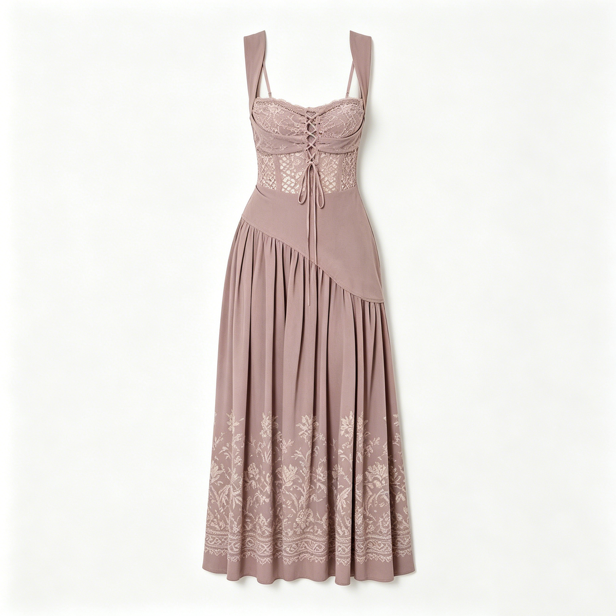 Lavender Lace Corset Midi Dress