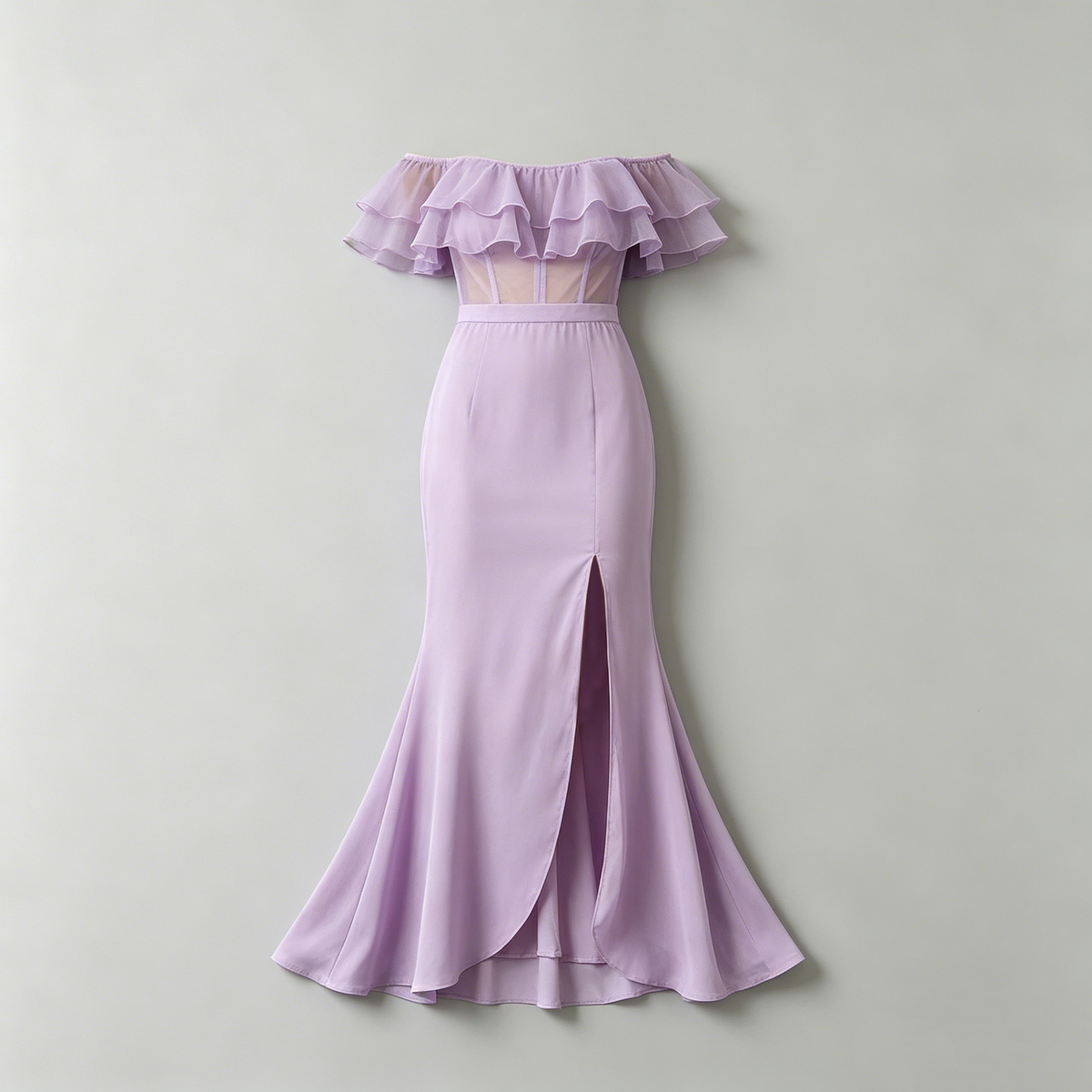 Lilac Off-Shoulder Mermaid Dress