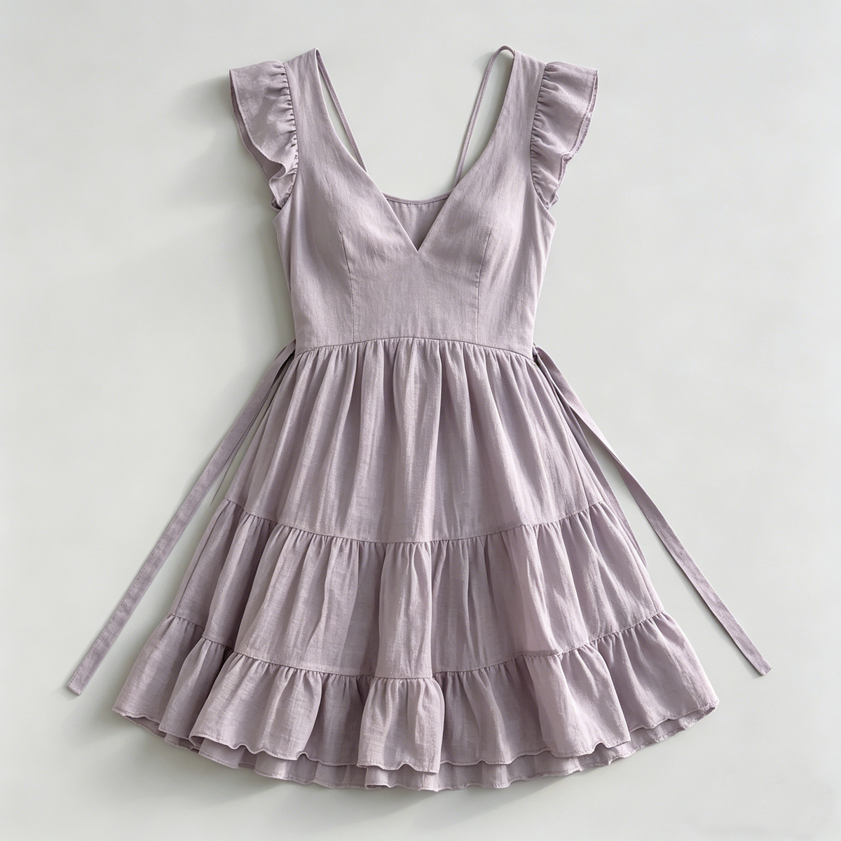 Lavender Ruffle Strap Tiered Dress