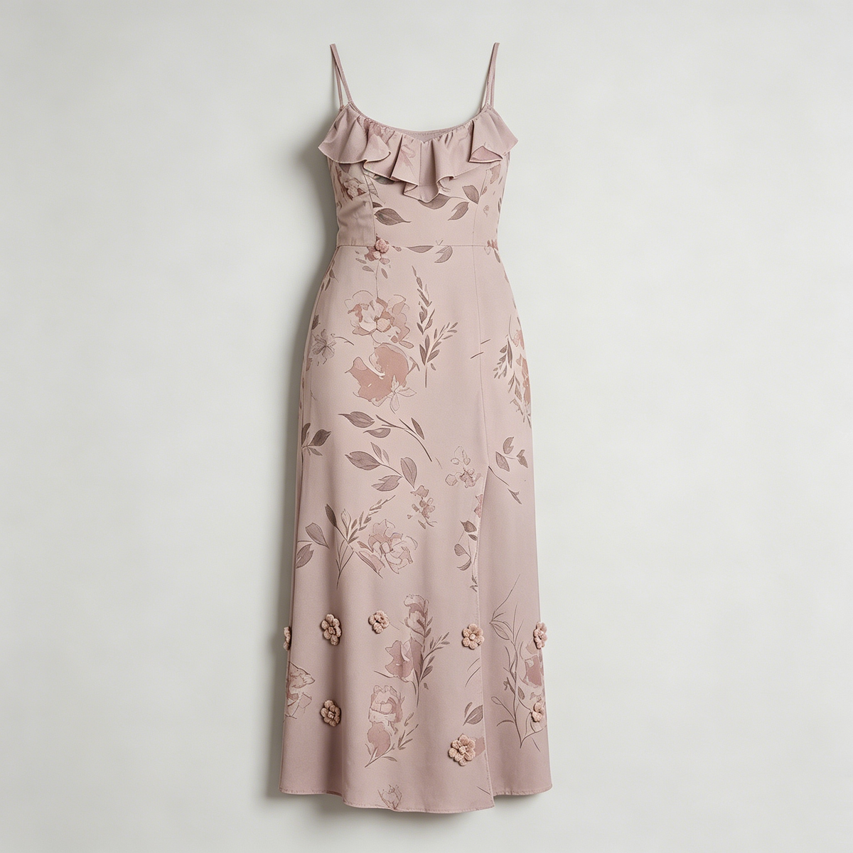 Blush Ruffle Floral Midi Dress