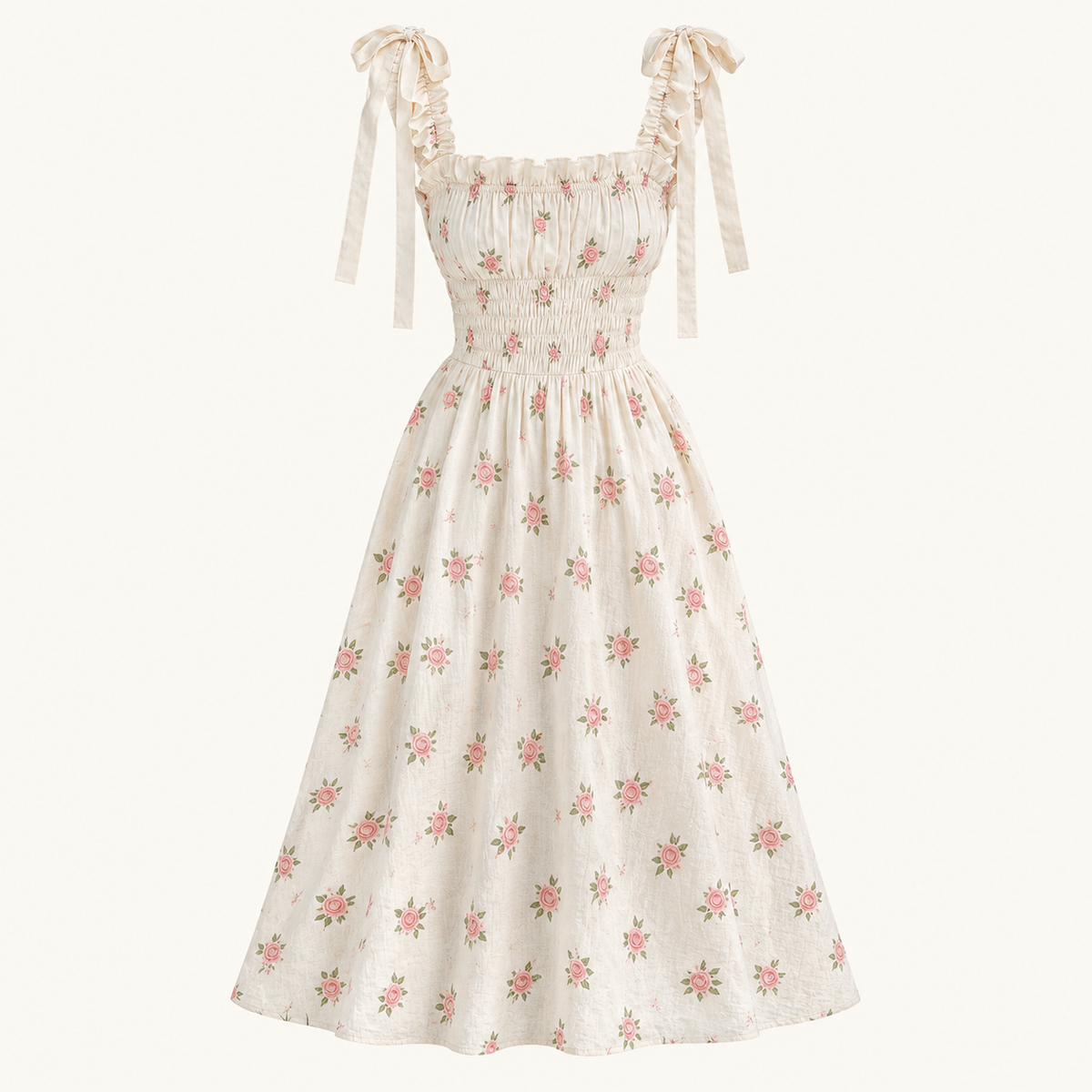 White Ruffle Strap Floral Dress